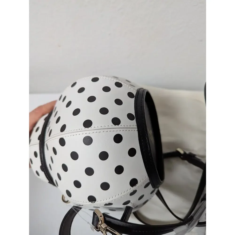 Kate Spade Alice in Wonderland Teapot Party White Polka Dot Crossbody Bag NWOT
